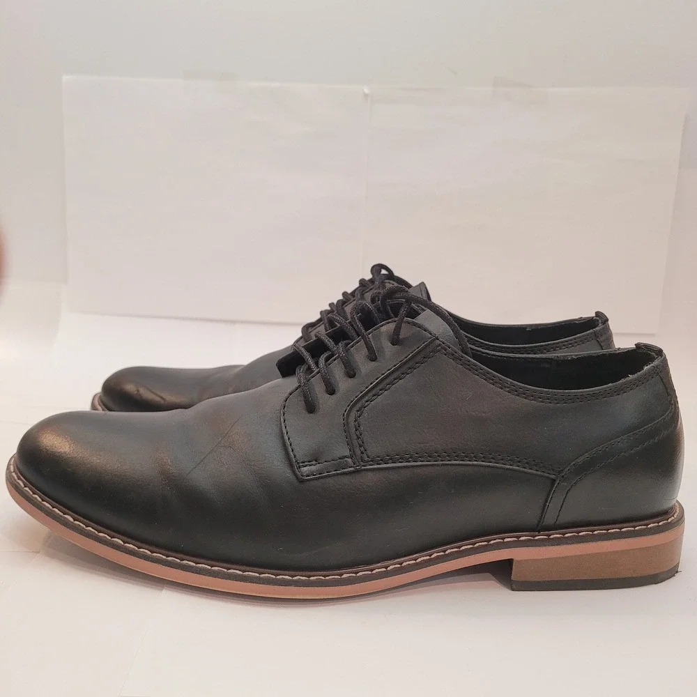 Madden Derby Shoes Men Black Lace Up‎ Plain Toe Ortholite 11W Wide Width